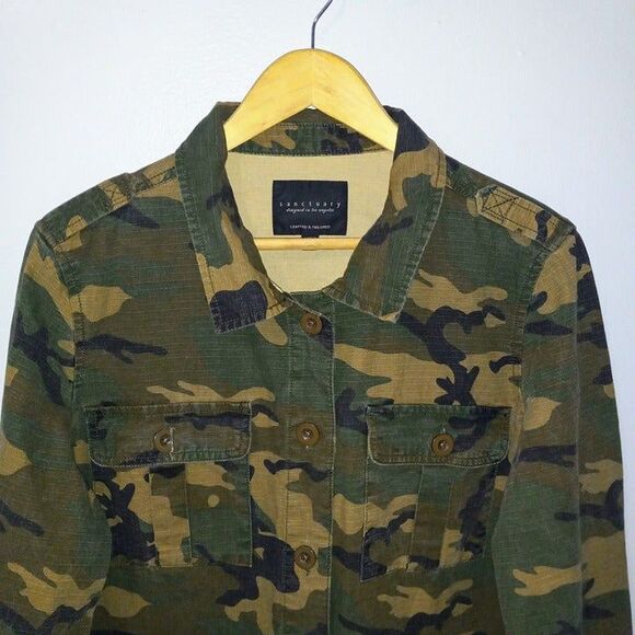 Sanctuary Camo Utility Jacket Shacket-Large-Pockets-Unlined-Lightweight - Picture 3 of 8